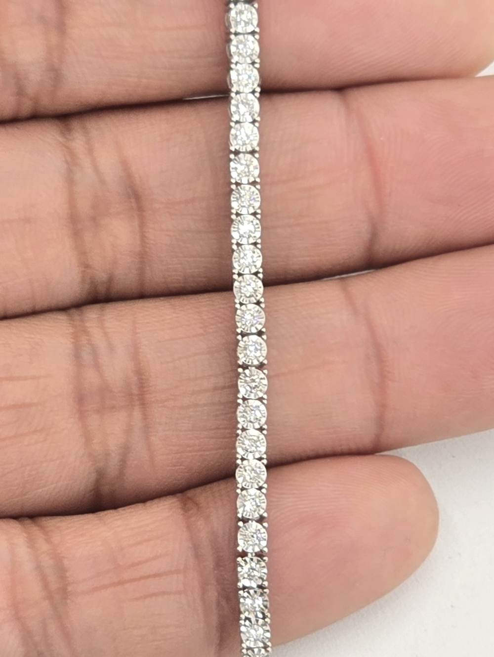925 Sterling Silver Lab Grown Diamond Bracelet 2.8 MM And 7 Inches